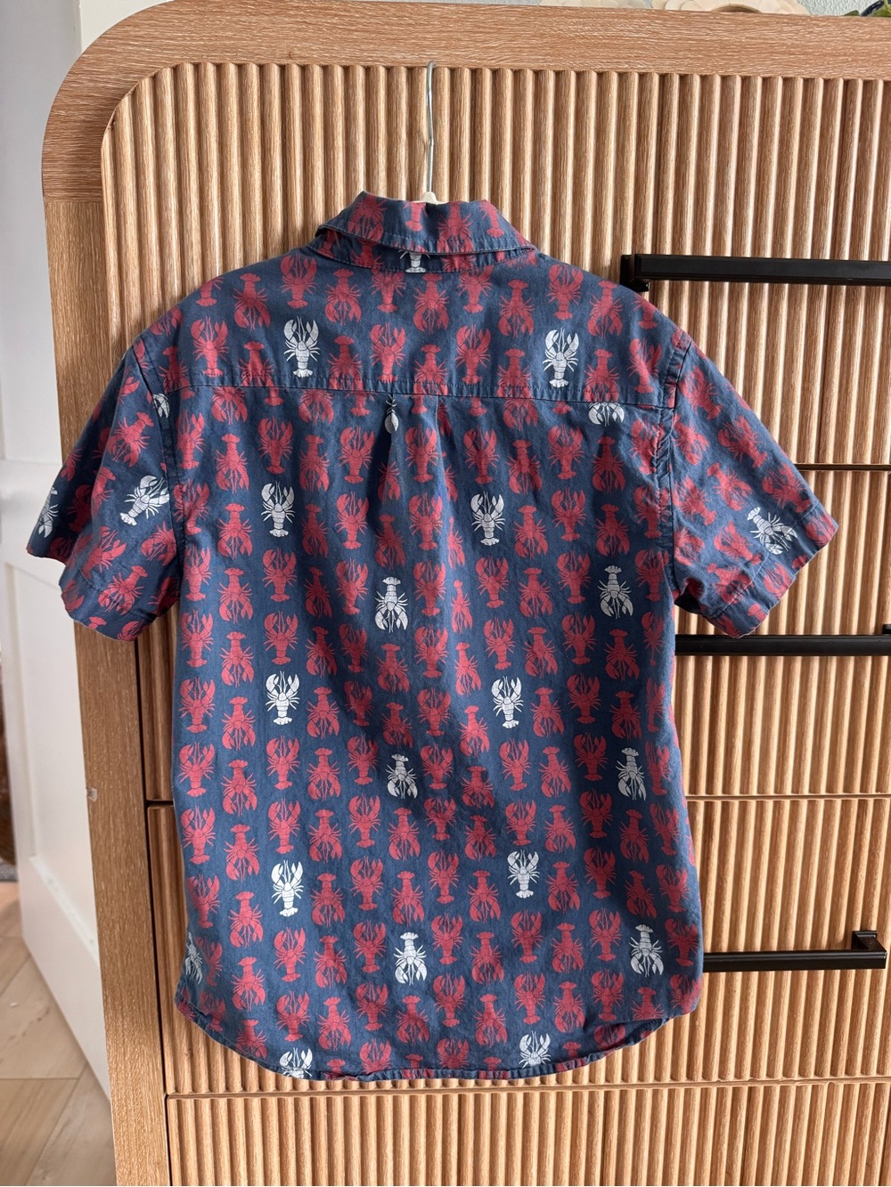 Crewcuts Navy Short-Sleeve Button-Down with Red & White Lobster Print - Picture 2 of 3